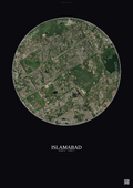 Affiche Islamabad – Poster vue satellite | Gravura – Fond foncé