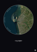 Affiche Colombo – Poster vue satellite | Gravura – Fond foncé