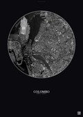 Affiche Colombo – Poster vue satellite | Gravura – Fond foncé