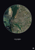 Affiche Colombo – Poster vue satellite | Gravura – Fond foncé