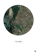 Affiche Colombo – Poster vue satellite | Gravura – Fond clair