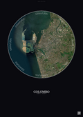 Affiche Colombo – Poster vue satellite | Gravura – Fond foncé
