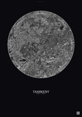 Affiche Tashkent – Poster vue satellite | Gravura – Fond foncé