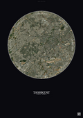 Affiche Tashkent – Poster vue satellite | Gravura – Fond foncé