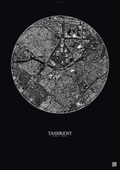 Affiche Tashkent – Poster vue satellite | Gravura – Fond foncé