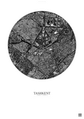 Affiche Tashkent – Poster vue satellite | Gravura – Fond clair