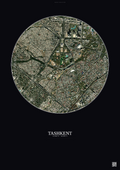 Affiche Tashkent – Poster vue satellite | Gravura – Fond foncé