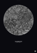 Affiche Tashkent – Poster vue satellite | Gravura – Fond foncé