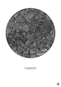 Affiche Tashkent – Poster vue satellite | Gravura – Fond clair