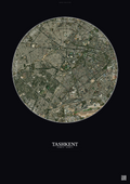 Affiche Tashkent – Poster vue satellite | Gravura – Fond foncé