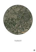 Affiche Tashkent – Poster vue satellite | Gravura – Fond clair