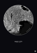Affiche Baku City – Poster vue satellite | Gravura – Fond foncé