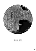 Affiche Baku City – Poster vue satellite | Gravura – Fond clair