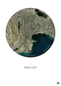 Affiche Baku City – Poster vue satellite | Gravura – Fond clair