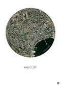 Affiche Baku City – Poster vue satellite | Gravura – Fond clair