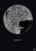 Affiche Baku City – Poster vue satellite | Gravura – Fond foncé