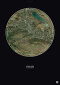 Affiche Tbilisi – Poster vue satellite | Gravura – Fond foncé