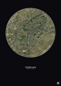 Affiche Yerevan – Poster vue satellite | Gravura – Fond foncé