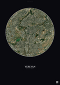 Affiche Yerevan – Poster vue satellite | Gravura – Fond foncé
