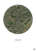 Affiche Yerevan – Poster vue satellite | Gravura – Fond clair