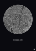 Affiche Bishkek City – Poster vue satellite | Gravura – Fond foncé