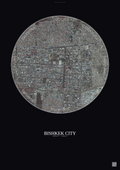 Affiche Bishkek City – Poster vue satellite | Gravura – Fond foncé