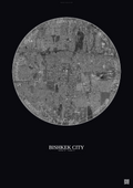 Affiche Bishkek City – Poster vue satellite | Gravura – Fond foncé
