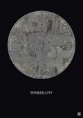 Affiche Bishkek City – Poster vue satellite | Gravura – Fond foncé
