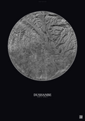 Affiche Dushanbe – Poster vue satellite | Gravura – Fond foncé