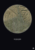 Affiche Dushanbe – Poster vue satellite | Gravura – Fond foncé