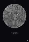 Affiche Dushanbe – Poster vue satellite | Gravura – Fond foncé