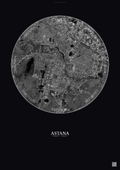Affiche Astana – Poster vue satellite | Gravura – Fond foncé