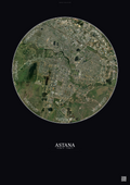 Affiche Astana – Poster vue satellite | Gravura – Fond foncé