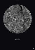 Affiche Astana – Poster vue satellite | Gravura – Fond foncé