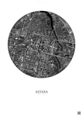 Affiche Astana – Poster vue satellite | Gravura – Fond clair