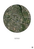 Affiche Astana – Poster vue satellite | Gravura – Fond clair