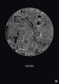 Affiche Astana – Poster vue satellite | Gravura – Fond foncé
