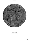 Affiche Astana – Poster vue satellite | Gravura – Fond clair