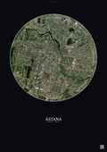 Affiche Astana – Poster vue satellite | Gravura – Fond foncé