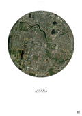 Affiche Astana – Poster vue satellite | Gravura – Fond clair
