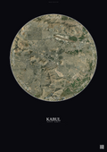 Affiche Kabul – Poster vue satellite | Gravura – Fond foncé