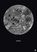 Affiche Kabul – Poster vue satellite | Gravura – Fond foncé