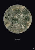Affiche Kabul – Poster vue satellite | Gravura – Fond foncé