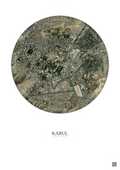 Affiche Kabul – Poster vue satellite | Gravura – Fond clair