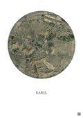 Affiche Kabul – Poster vue satellite | Gravura – Fond clair