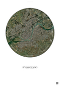 Affiche P Yongyang – Poster vue satellite | Gravura – Fond clair