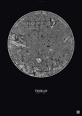 Affiche Tehran – Poster vue satellite | Gravura – Fond foncé