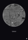 Affiche Tehran – Poster vue satellite | Gravura – Fond foncé
