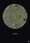 Affiche Tehran – Poster vue satellite | Gravura – Fond foncé