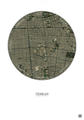 Affiche Tehran – Poster vue satellite | Gravura – Fond clair